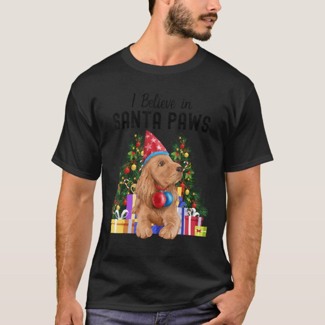 Jag tror på Santa Tass Cute Cocker spanel Chris T Shirt (Framsida)