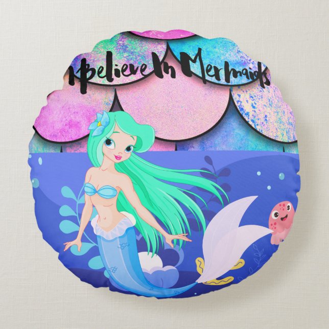 Jag tror på Sjöjungfruar Dekorativ kudde (Framsidan)