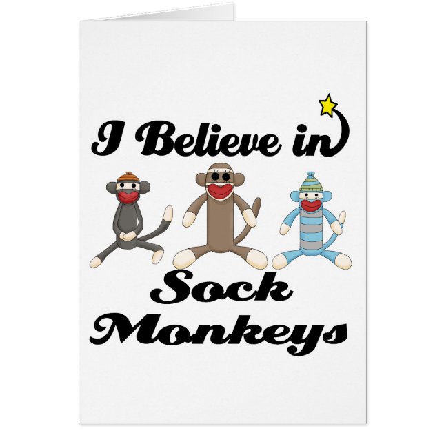 Jag tror på sock monkey hälsningskort (Framsidan)