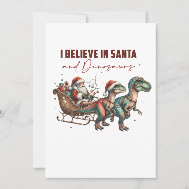 Jag tror på Tomte och dinosaurier Inbjudningar (Framsida)