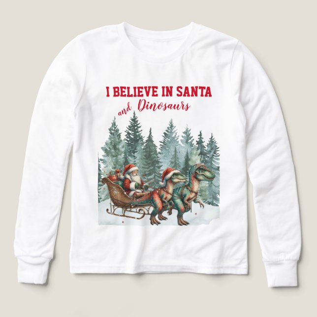 Jag tror på Tomte och dinosaurier T Shirt (Design framsida)