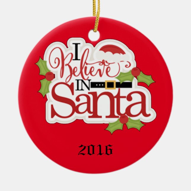 Jag tror på tomten julgransprydnad keramik (Framsidan)