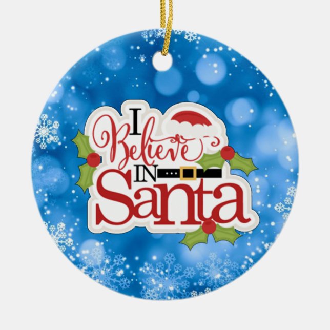 Jag tror på tomten julgransprydnad keramik (Framsidan)