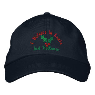 Jag tror på tomten.. Just Beclause Broderad Keps