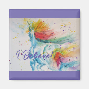Jag tror på Unicorns Rainbow Cute Girls Sticker Magnet