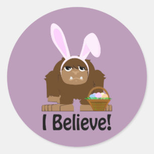Jag tror! Påsk Bigfoot Runt Klistermärke
