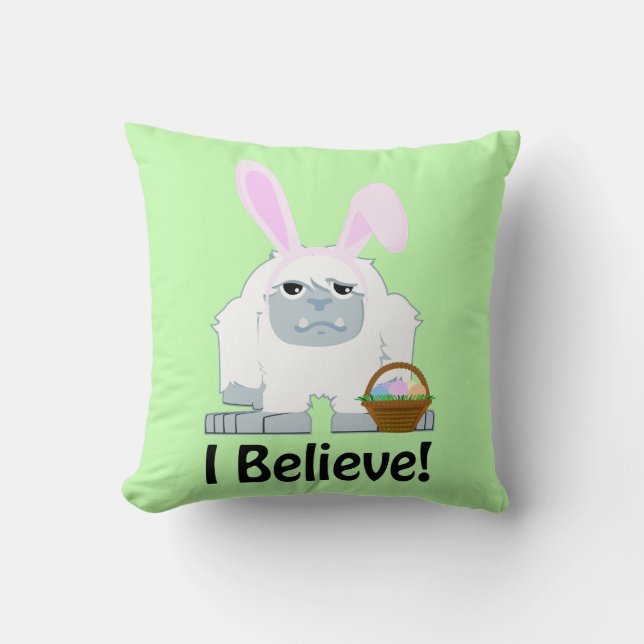 Jag tror! Påsk Yeti Kudde (Framsida)