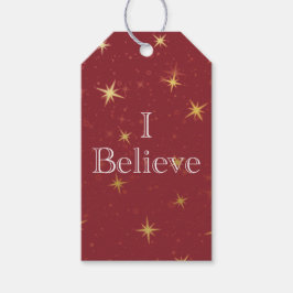 Jag tror Red & Faux guldstenar Presentetikett