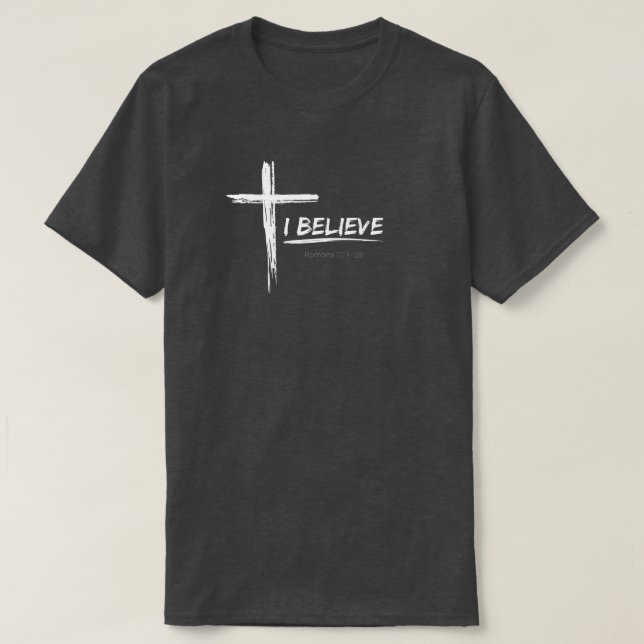 Jag tror - Romans 10:9-10 T-Shirt (Design framsida)