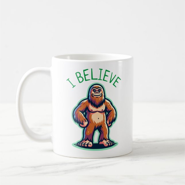 Jag tror Sasquatch Bigfoot Kaffemugg (Vänster)