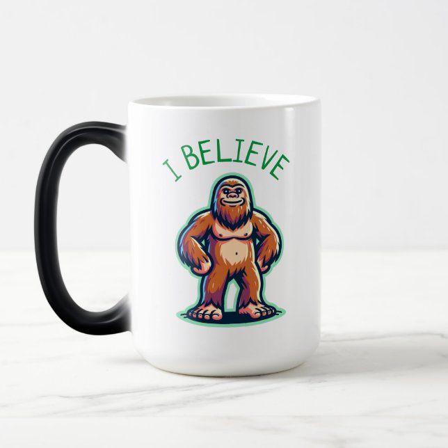 Jag tror Sasquatch Bigfoot Magisk Mugg (Vänster)