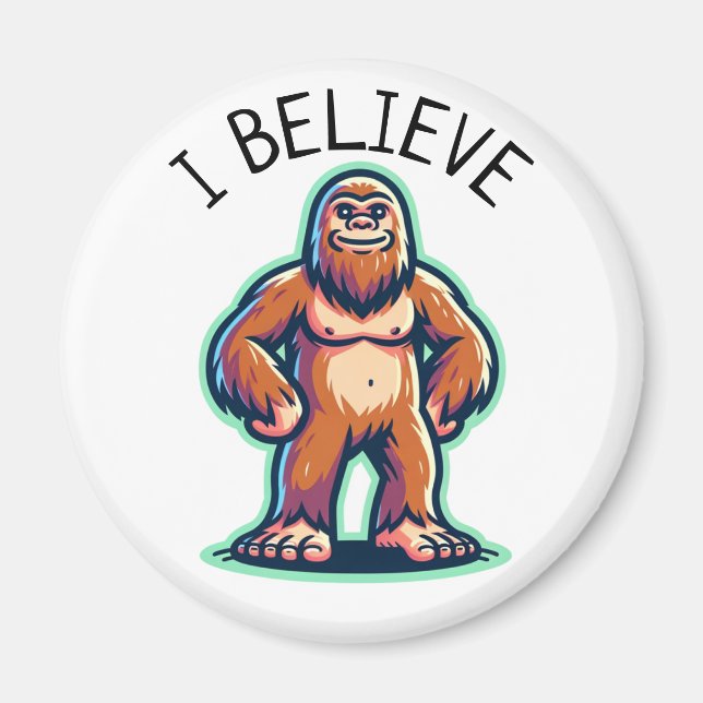 Jag tror Sasquatch Bigfoot Magnet (Framsidan)