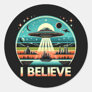 Jag tror - UFO Runt Klistermärke