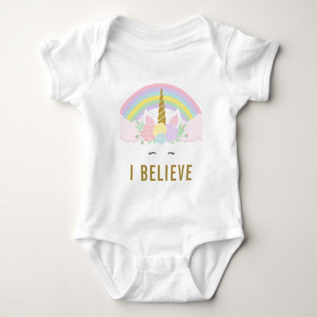 Jag tror Unicornbabyromperen T-shirt (Framsida)