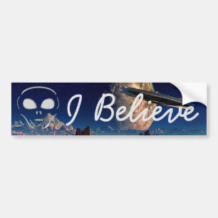 Jag tror, Utomjordingar UFO Bumper Sticker Bildekal