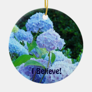 Jag tror! Vanlig hortensia för julprydnadblått Julgransprydnad Keramik
