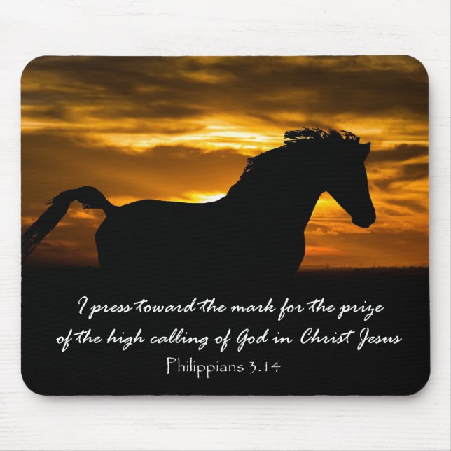 Jag trycker mot Mark Bible Verse med Horse Musmatta (Framsidan)