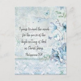 Jag trycker mot Mark Philippians Bible Verse Vykort