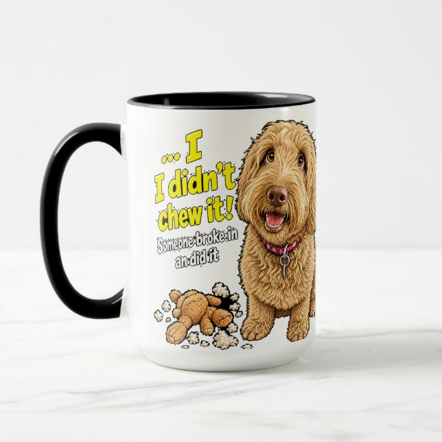 Jag tuggade inte på den Rolig Hund Mugg (Vänster)