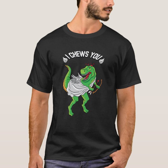Jag tuggar dig Cupid Rex Dinosaur Dino Heart Valen T Shirt (Framsida)