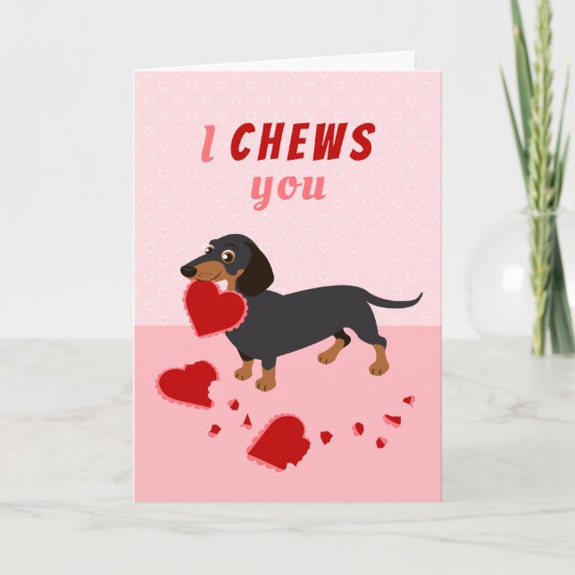 Jag tuggar dig Dachshund Valentine Day Helgdag Car Helgkort (Framsida)