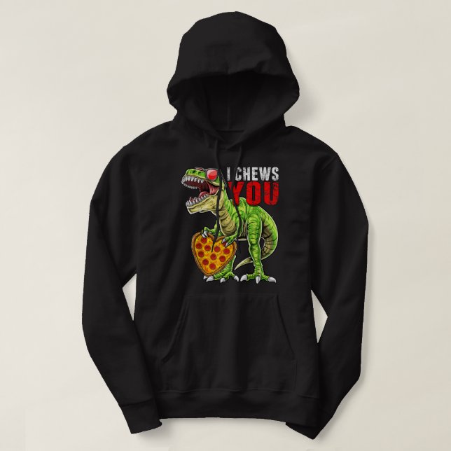 Jag tuggar dig till Rex Dinosaur Pizza Valentine D Hoodie (Design framsida)
