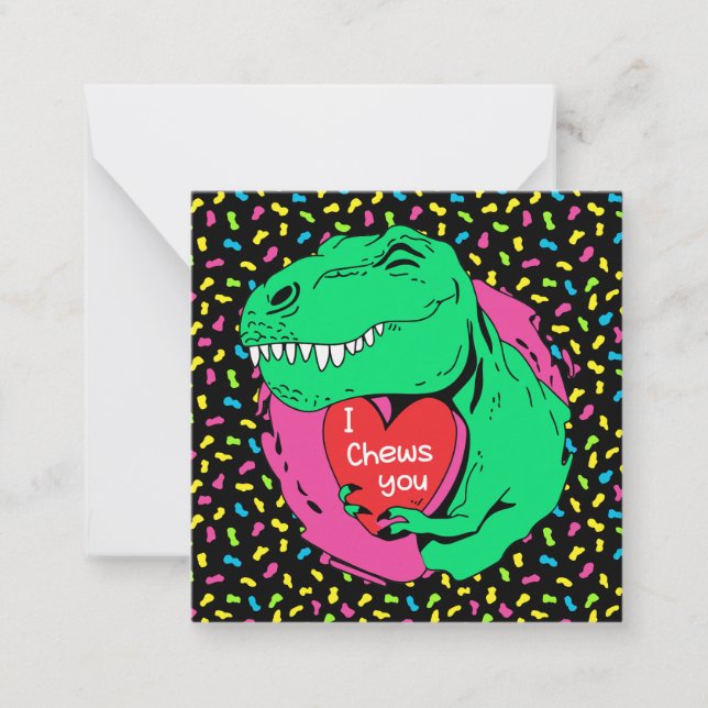 Jag tuggar dig Trex Dinosaur Classroom Valentine Anteckningskort (Framsida)