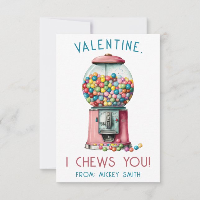 Jag tuggar dig, Valentine! Gumball Maskin Valentin Inbjudningar (Framsida)