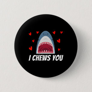 Jag tuggar dig, Valentines day Shark, par barn Knapp