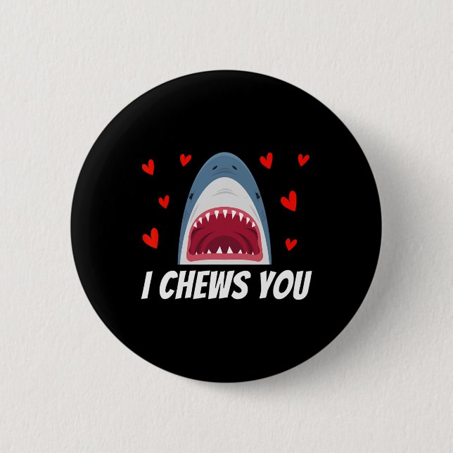 Jag tuggar dig, Valentines day Shark, par barn Knapp (Framsida)