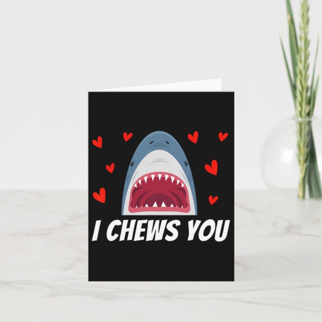 Jag tuggar dig, Valentines day Shark, par barn Kort (Framsida)