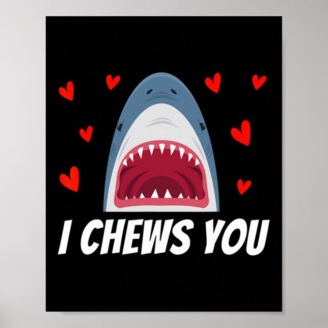 Jag tuggar dig, Valentines day Shark, par barn Poster (Framsidan)