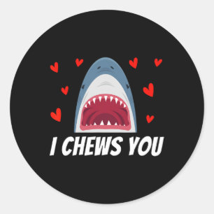 Jag tuggar dig, Valentines day Shark, par barn Runt Klistermärke