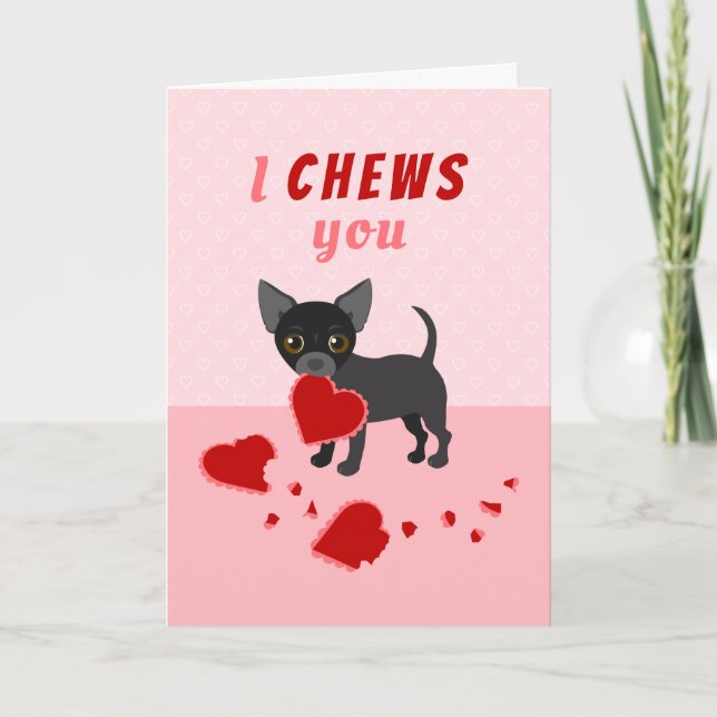 Jag tuggar ditt Chihuahua Valentine Day-Helgdag-ko Helgkort (Framsida)