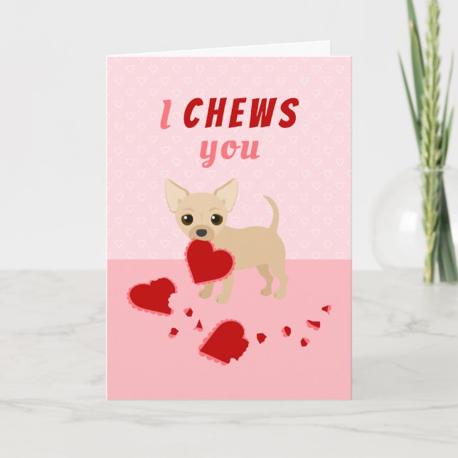 Jag tuggar ditt Chihuahua Valentine Day-Helgdag-ko Helgkort (Framsida)