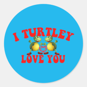 Jag Turtley Kärlek You - Funny Turtle Romantic -  Runt Klistermärke