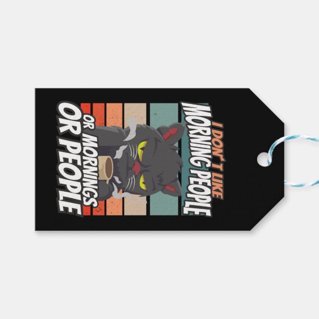 Jag tycker inte om morgonfolk eller morgondagen el presentetikett (Framsidan (Horisontell))