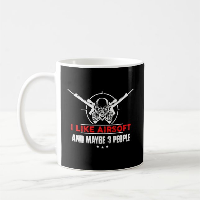 Jag tycker om Airsoft och kanske tre personer. Kaffemugg (Vänster)