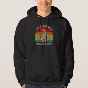 Jag tycker om apor och kanske 3 personer, apa graf hoodie