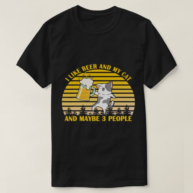 Jag tycker om Beer My Cat och kanske tre personer. T Shirt (Design framsida)