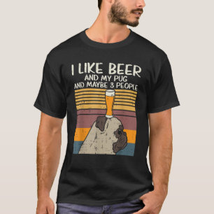 Jag tycker om Beer Pug 3 Människor Funny Animal Pe T Shirt