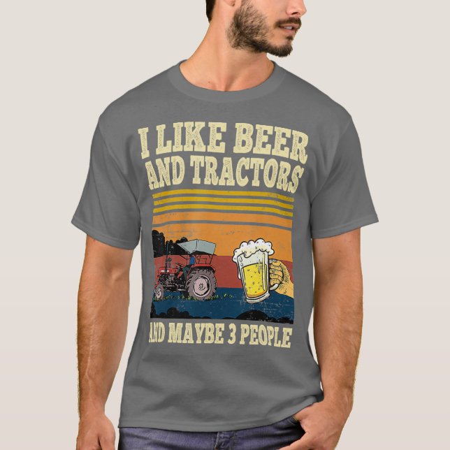 Jag tycker om Beer Tractor och kanske tre människo T Shirt (Framsida)