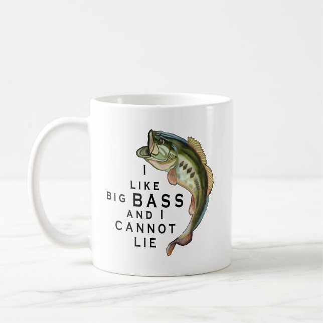 Jag tycker om Big BASS Funny Fishing Kaffemugg (Vänster)