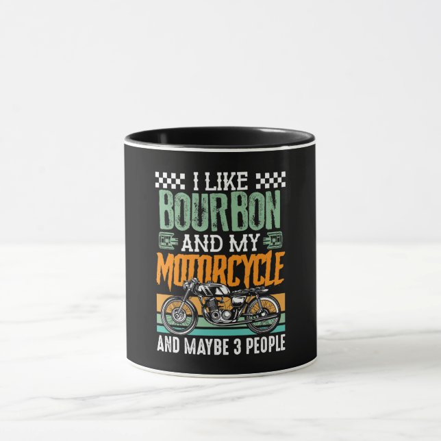 Jag tycker om Bourbon och min motorcykelgift Mugg (Center)