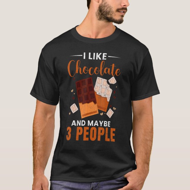 Jag tycker om choklad och kanske 3 personer matdru t shirt (Framsida)