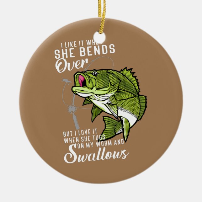 Jag tycker om det när hon böjer sig för roligt fis julgransprydnad keramik (Framsidan)