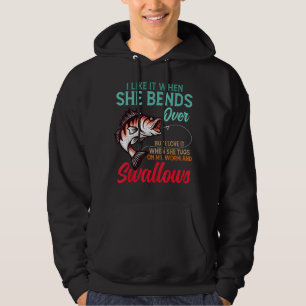 Jag tycker om det när hon böjer sig över att fiska hoodie