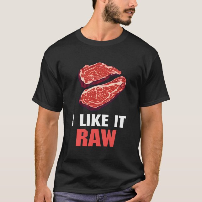 Jag tycker om det rå lustigt nötkött Steak Bbq Pit T Shirt (Framsida)