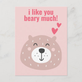 Jag tycker om dig Beary. Cute Classroom Valentine Vykort