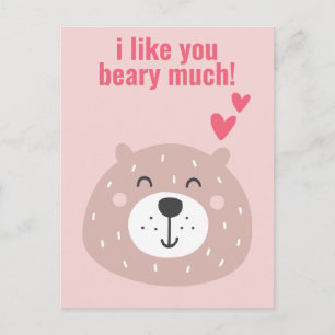 Jag tycker om dig Beary. Cute Classroom Valentine Vykort